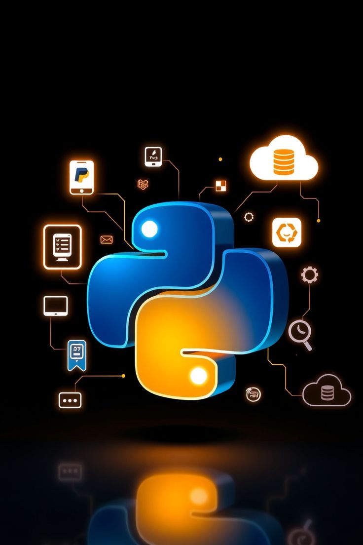 Full Stack Python course — futuristic Python and web development concept